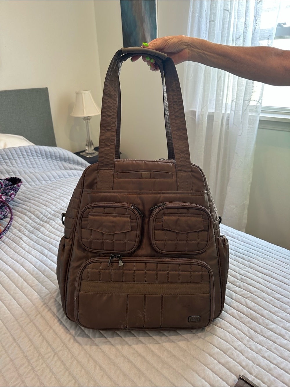 Lug Quilted Walnut Tote Bag with Removable Strap